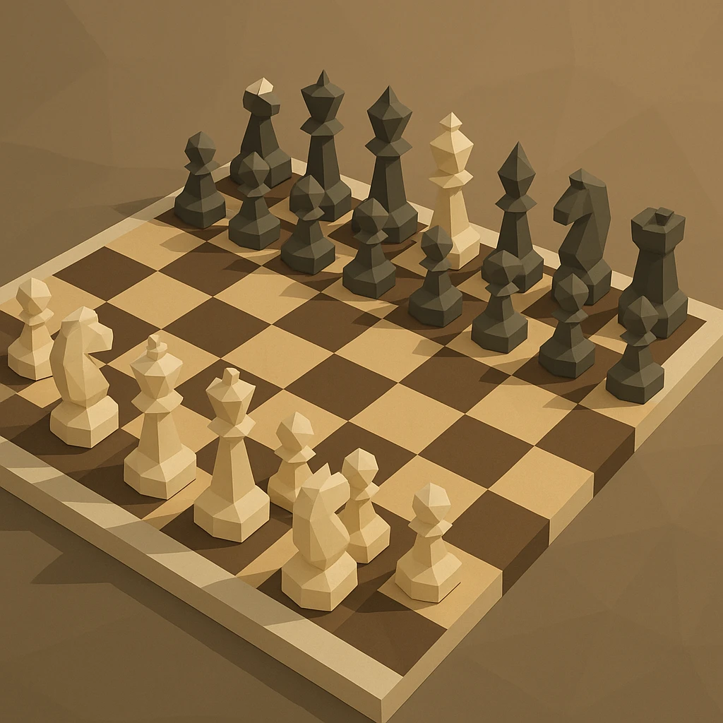 low-poly chess board and pieces emoji