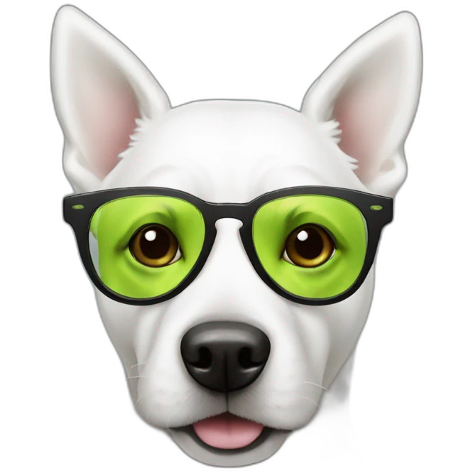 white dog with lime glasses emoji