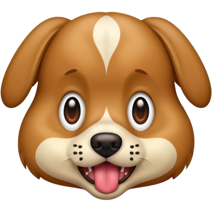 the dog sits at full height with a frightened face emoji