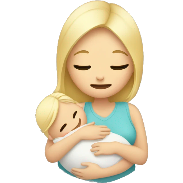 blonde woman hugging her newborn emoji