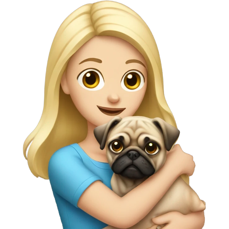 girl blonde with pug emoji