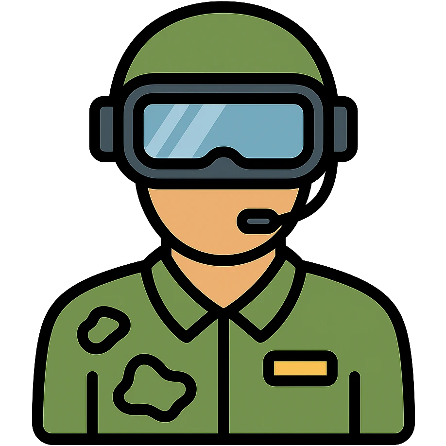 A military man wearing a VR helmet emoji