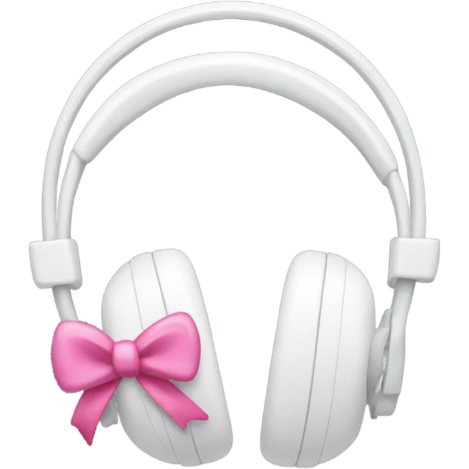 White headphones with pink bow emoji