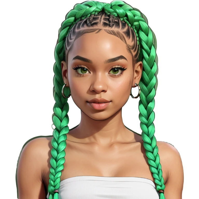 Black girl with box braids and tube top emoji