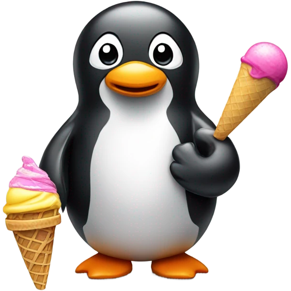 Pinguin with ice cream and Bikini emoji