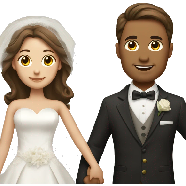 bride and groom groom with brown hair emoji