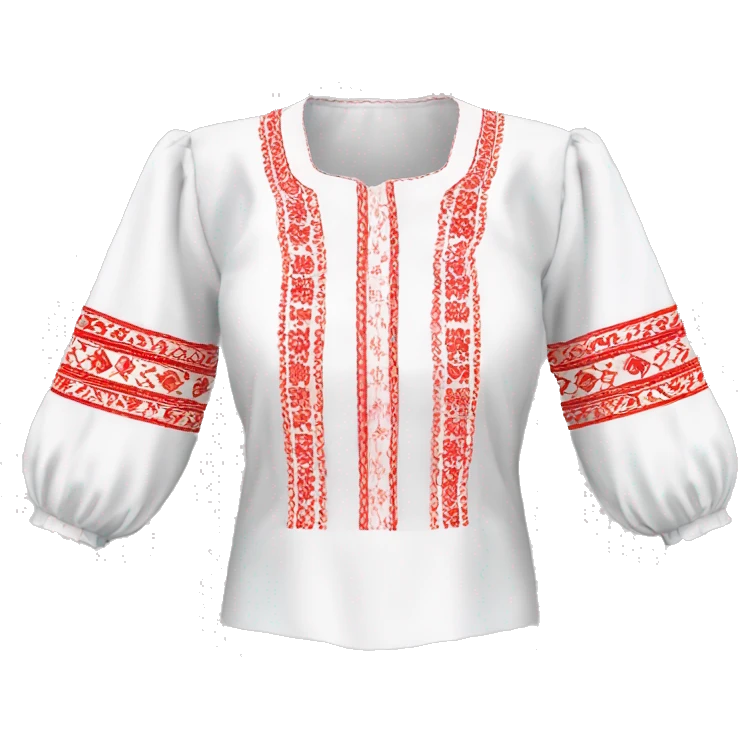  Blouse vyshyvanka, white with red embodiary on sleeves emoji