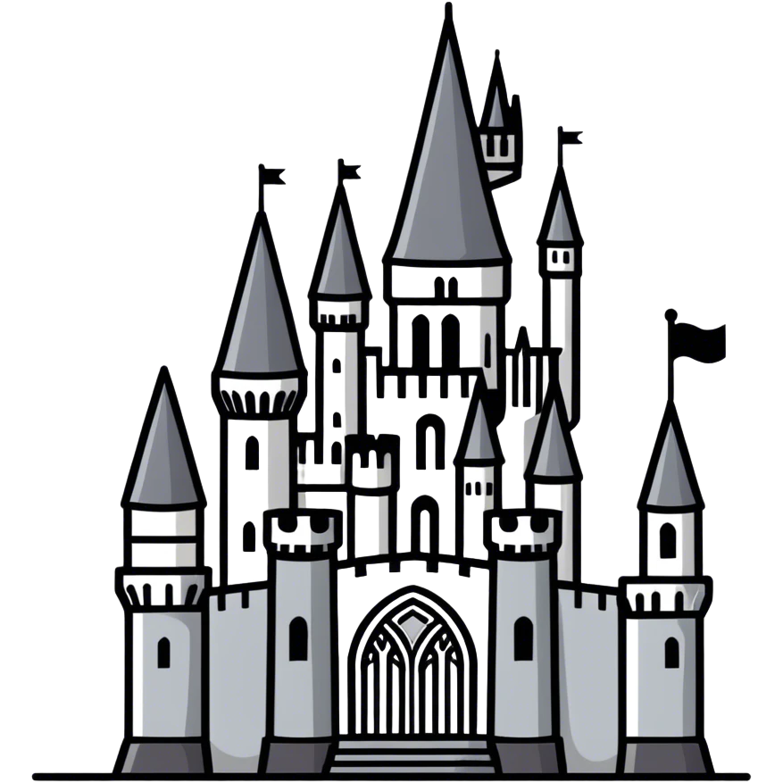Hogwarts castle and magic wand emoji