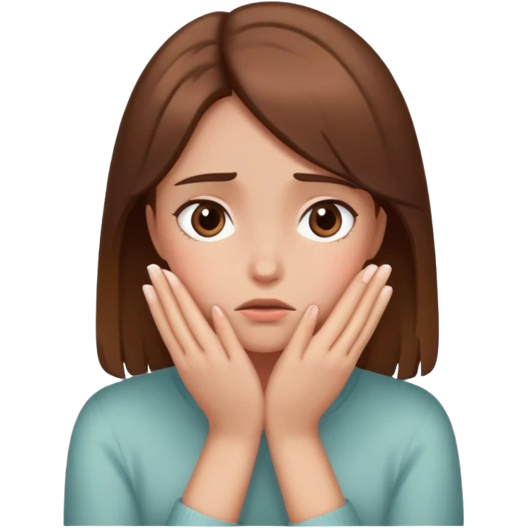  girl ashamed of herself of hiding face in hands with brown hair emoji