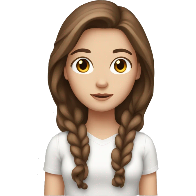 White girl with brown long hair and brown eyes emoji