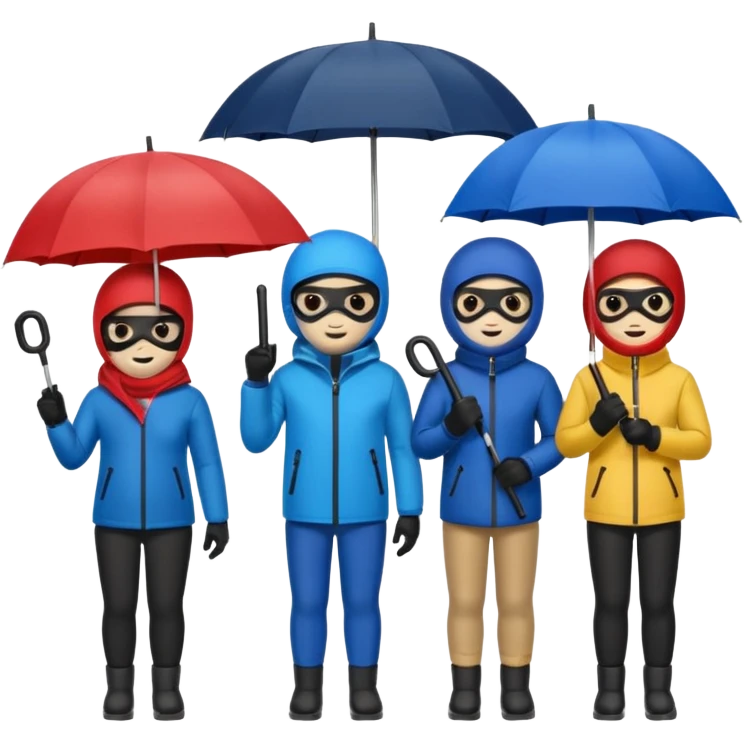 Ski mask people with umbrella  emoji