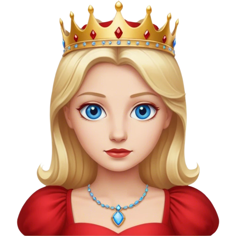 blonde queen blue eyes, red dress emoji