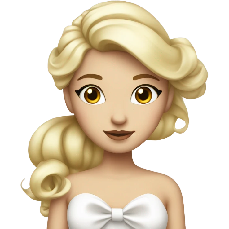 coquette blonde with white bow on hair and white dress emoji