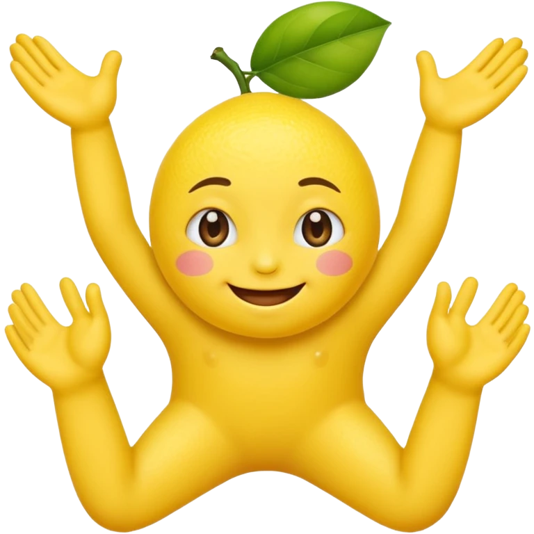 lemon with face emoji, happy expression, hands and legs, cute emoji