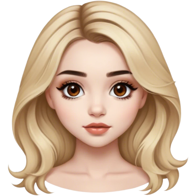 Blonde model with brown eyes, Sabrina carpenter style, luxury makeup emoji