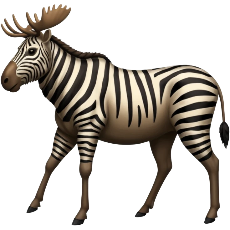 Realistic wildebeest-Zebra-moose-hybrid, full body emoji