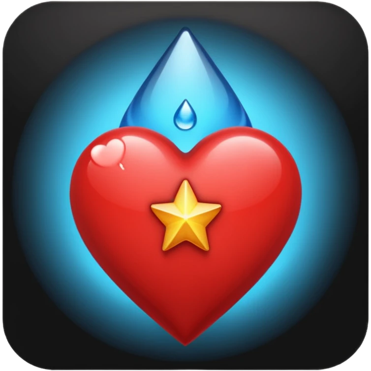 heart with a dark star and teardrop emoji