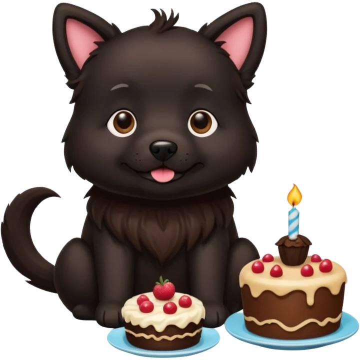 Tea and cake black dog emoji