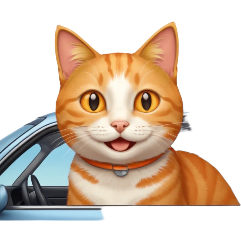 cat with head out of sunroof in a car, emoji style emoji