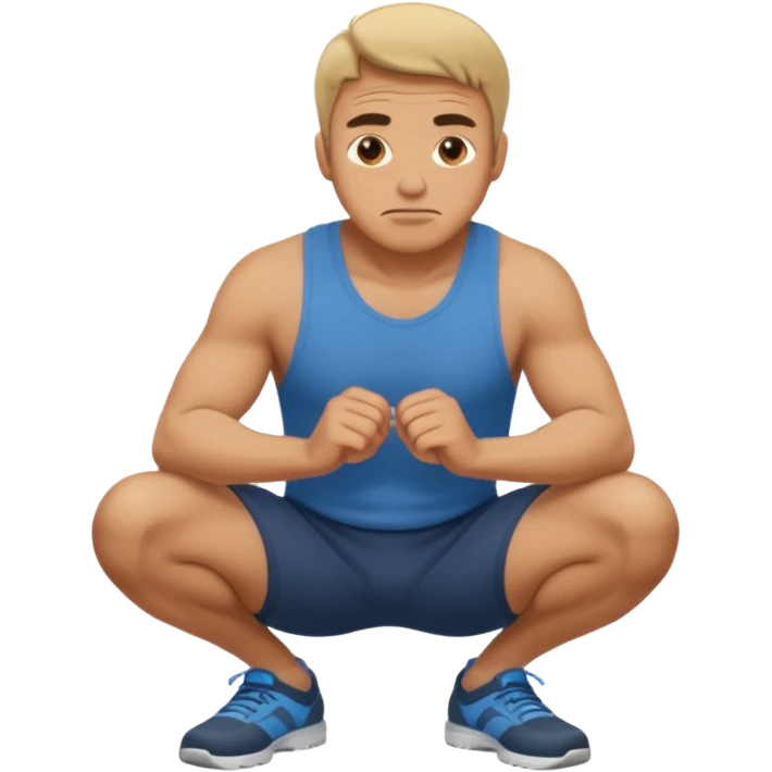 Make a normal wieght guy facing forward squatting emoji
