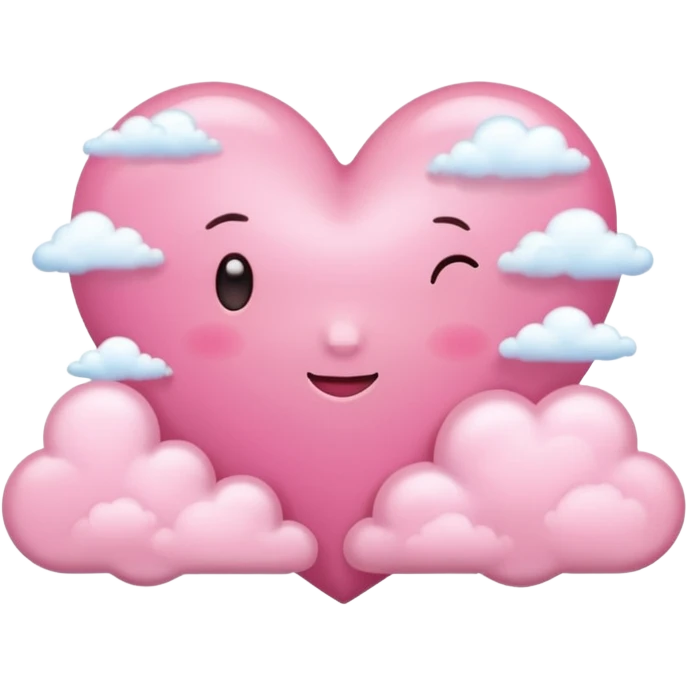 pink heart with light pink fluffy clouds around it emoji