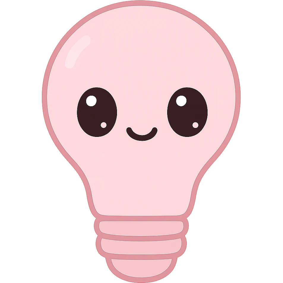 pink light bulb, kawaii style emoji