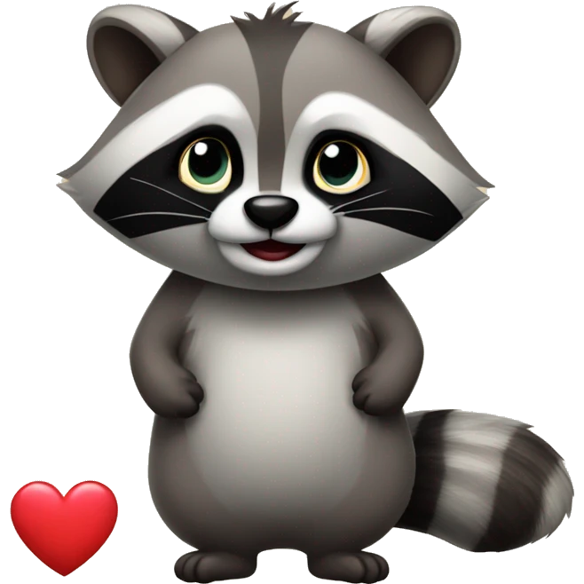 racoon wirh heart emoji