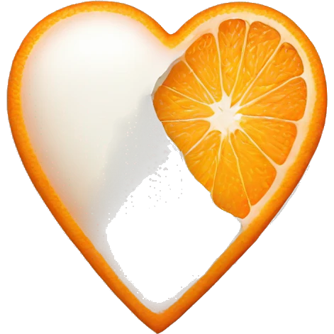 half orange half white heart emoji