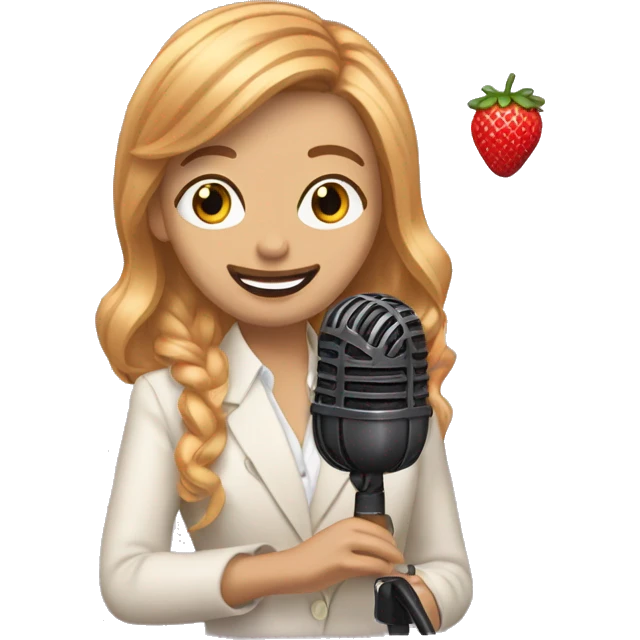 Podcast Host Emoji with microphone and strawberry blond hair emoji