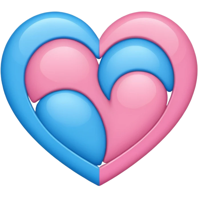 Pink or blue heart mixe one heart half pink half blue doi connect ho heart emoji