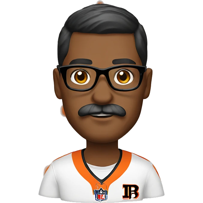 Bengals fan with glasses and a mustache emoji