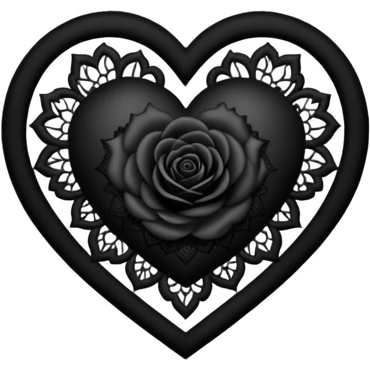 goth heart with a black lace rose emoji