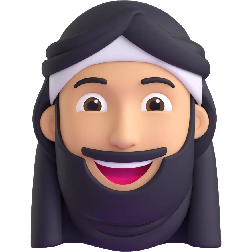 smile emoticon with a Arabic man head cover emoji