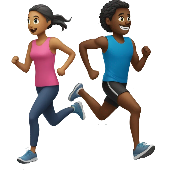 two people running together emoji