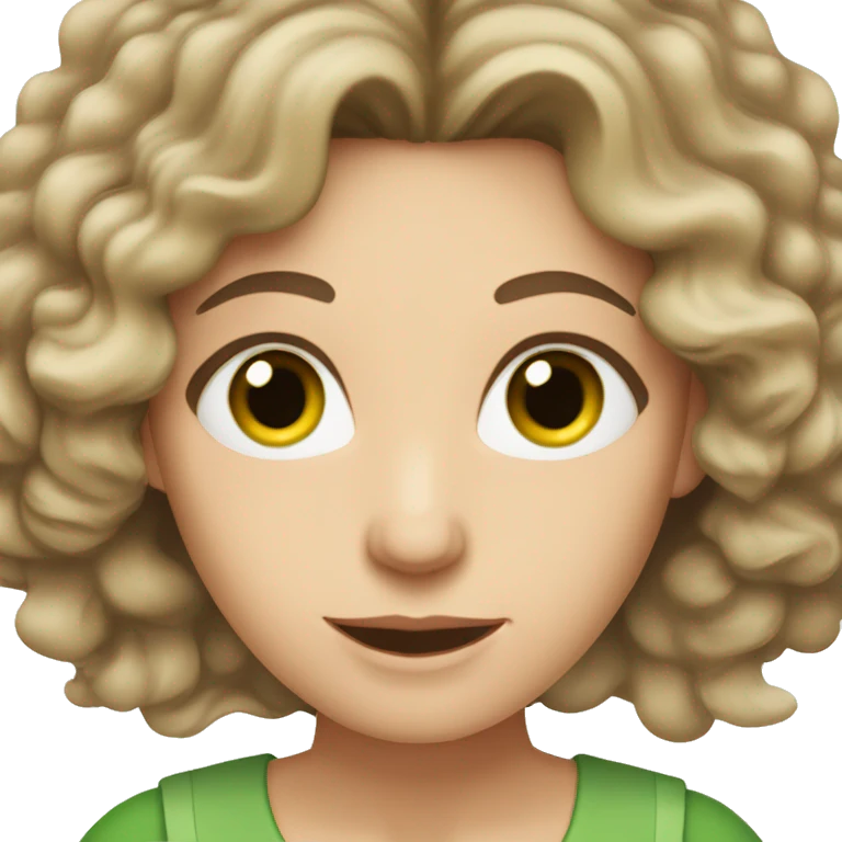 beautiful middle age caucasian woman with mid-length brown hair and very green eyes emoji