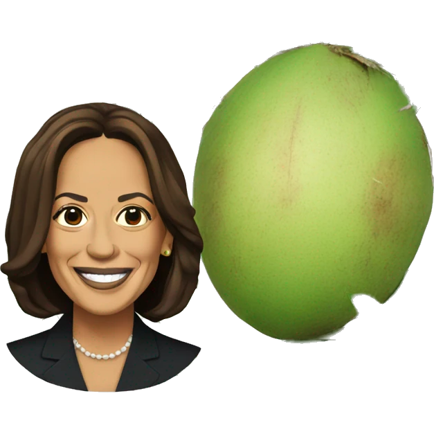 Kamala Harris next to a coconut tree emoji