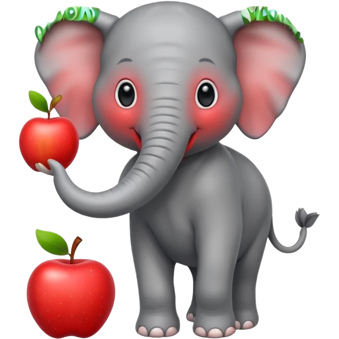 a Circus cute elephant juggling two apple emoji