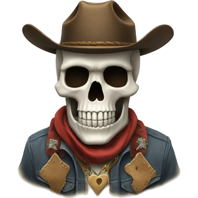 skull with cowboy hat and hearts emoji