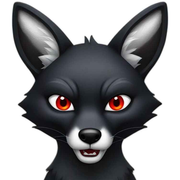 Angry black fox with red eyes emoji