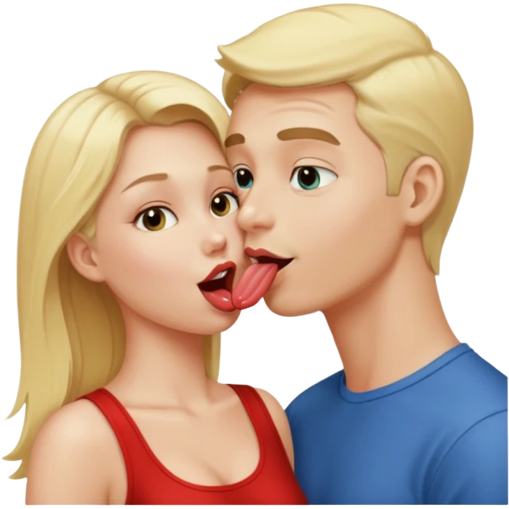 naked blonde woman licking mans neck emoji