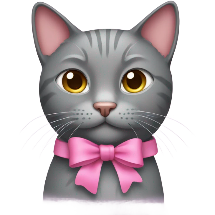 Gray cat whit a pink Bow emoji