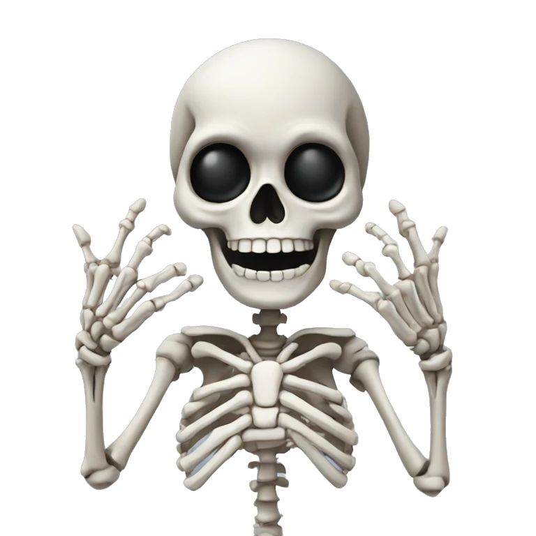 Skeleton making heart hands emoji