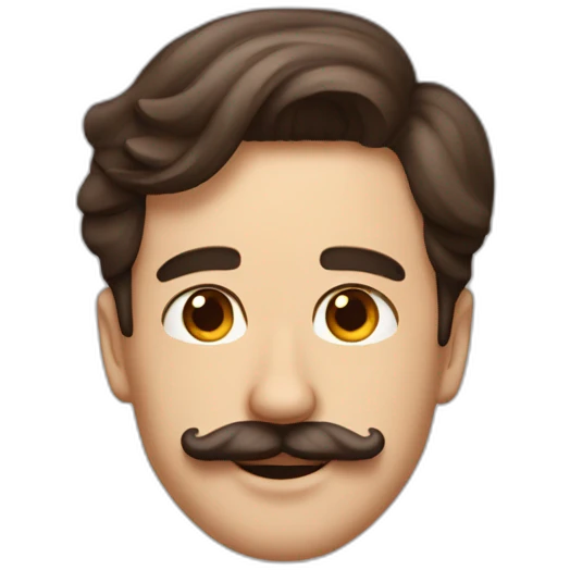 man with brown hair comped sideways and a small mustache like charlie chaplin mustache emoji