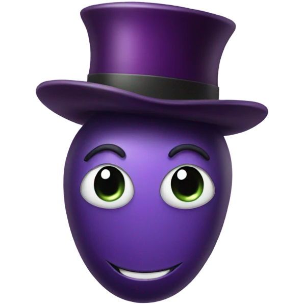 Eggplant emoji with a top hat emoji