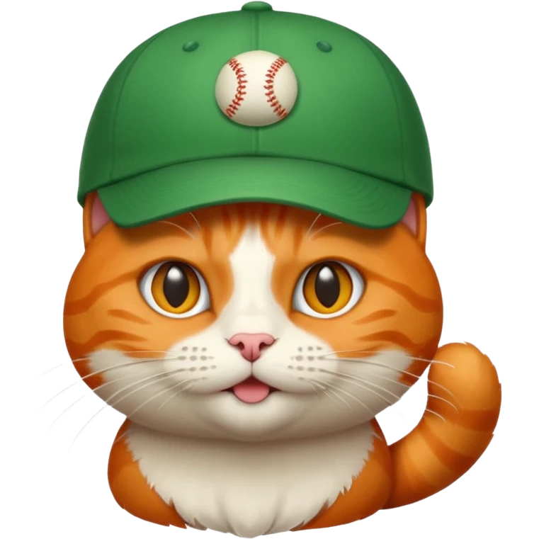 Cat in Green Cap – orange cat wearing a small baseball-style cap. emoji