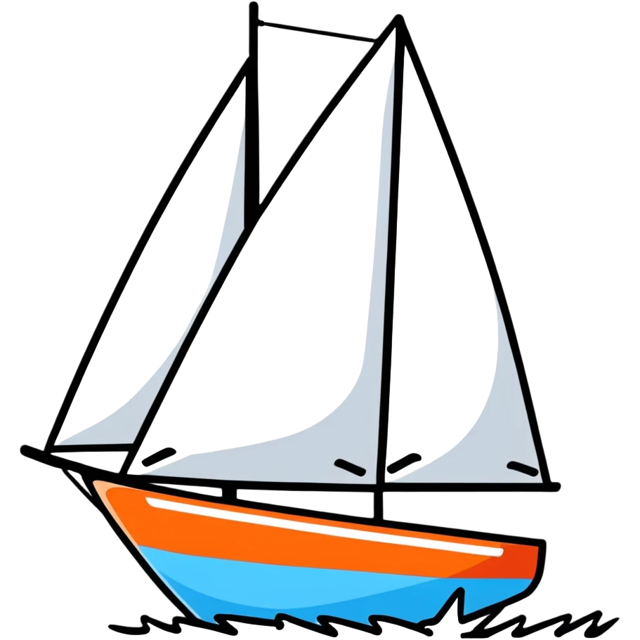 sailboat with visible rudder and white sails emoji