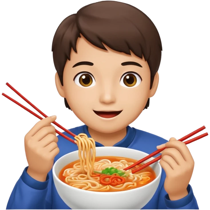 happy student eating ramyun emoji