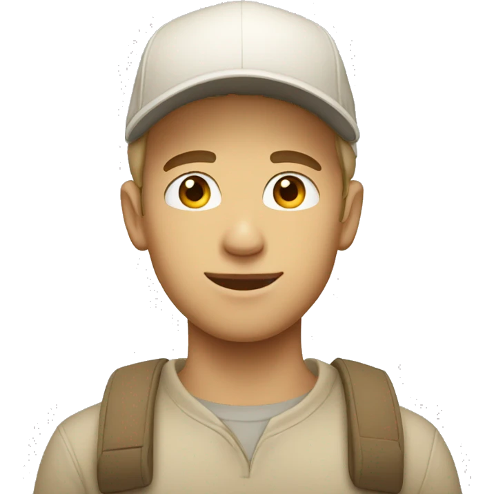 "Young man, white with  wearing a beige cap." emoji