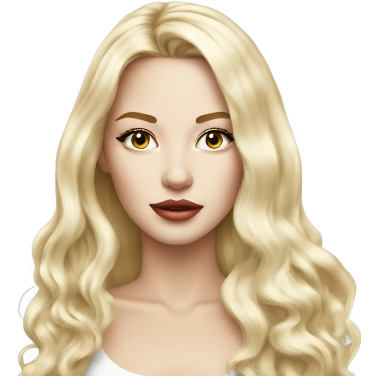 stunning beauty white woman, blonde long hair glossy lips emoji