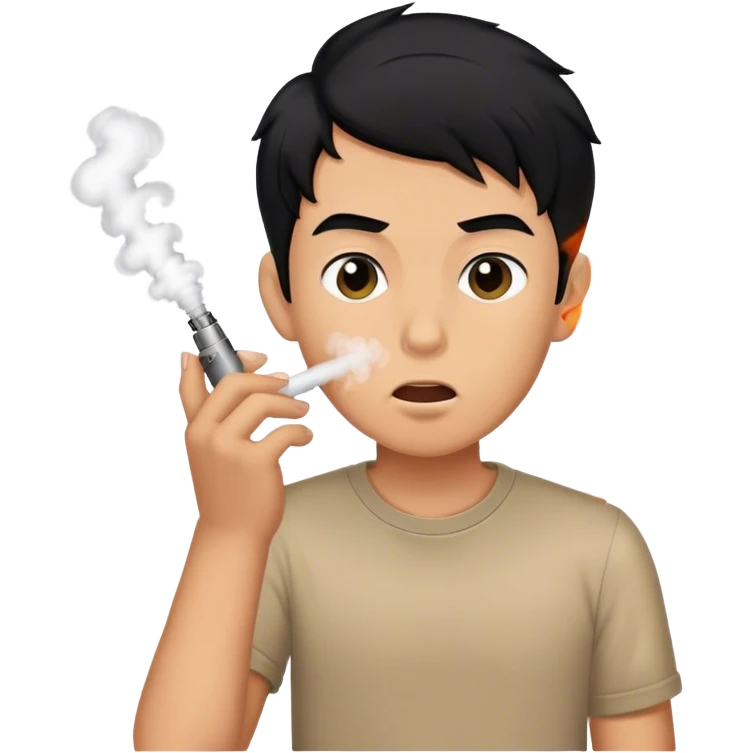 black hair tan boy vaping  emoji
